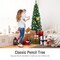 PVC Artificial Slim Pencil Christmas Tree with Metal Stand Ideal for Small Spaces